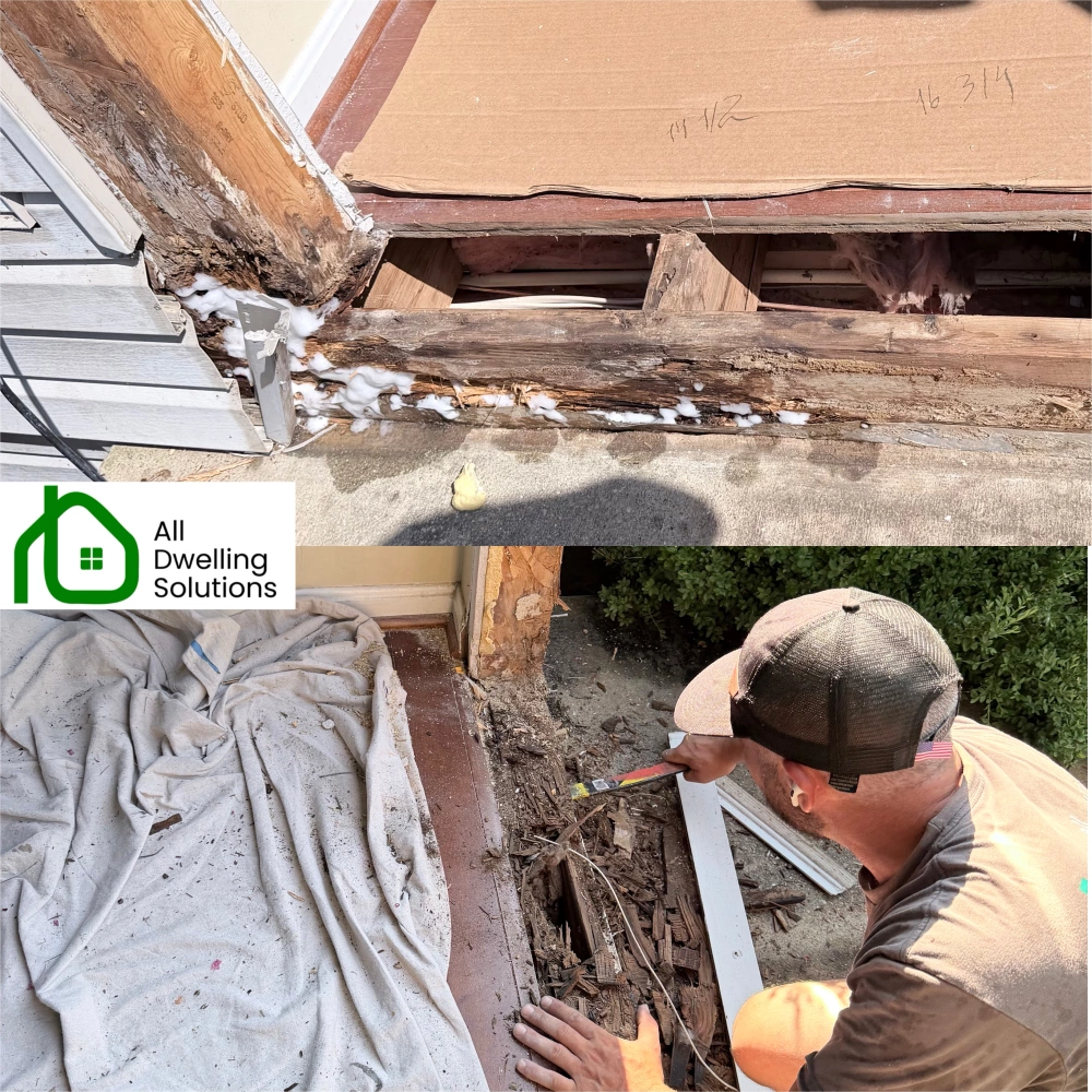 We do NOT use wood filler, bondo, or cosmetic capping methods to hide rot, we fully remove and replace damaged components.