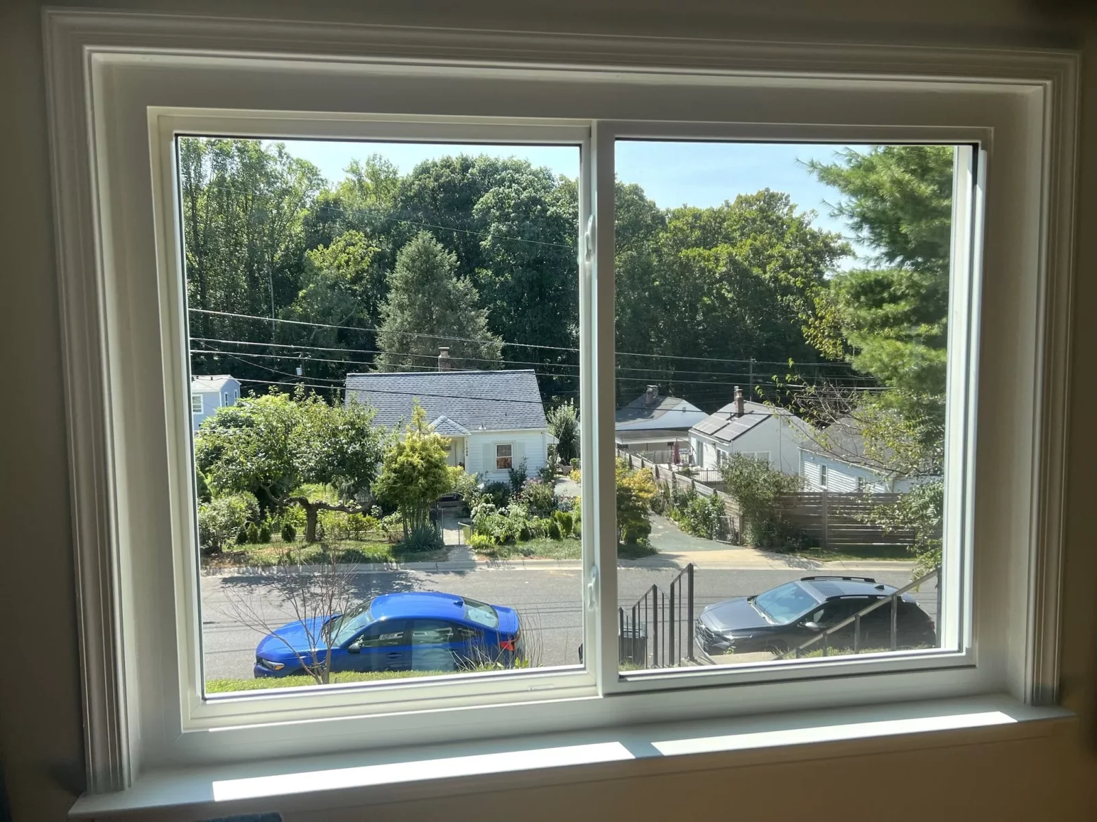 interior view of a residential window with white trim