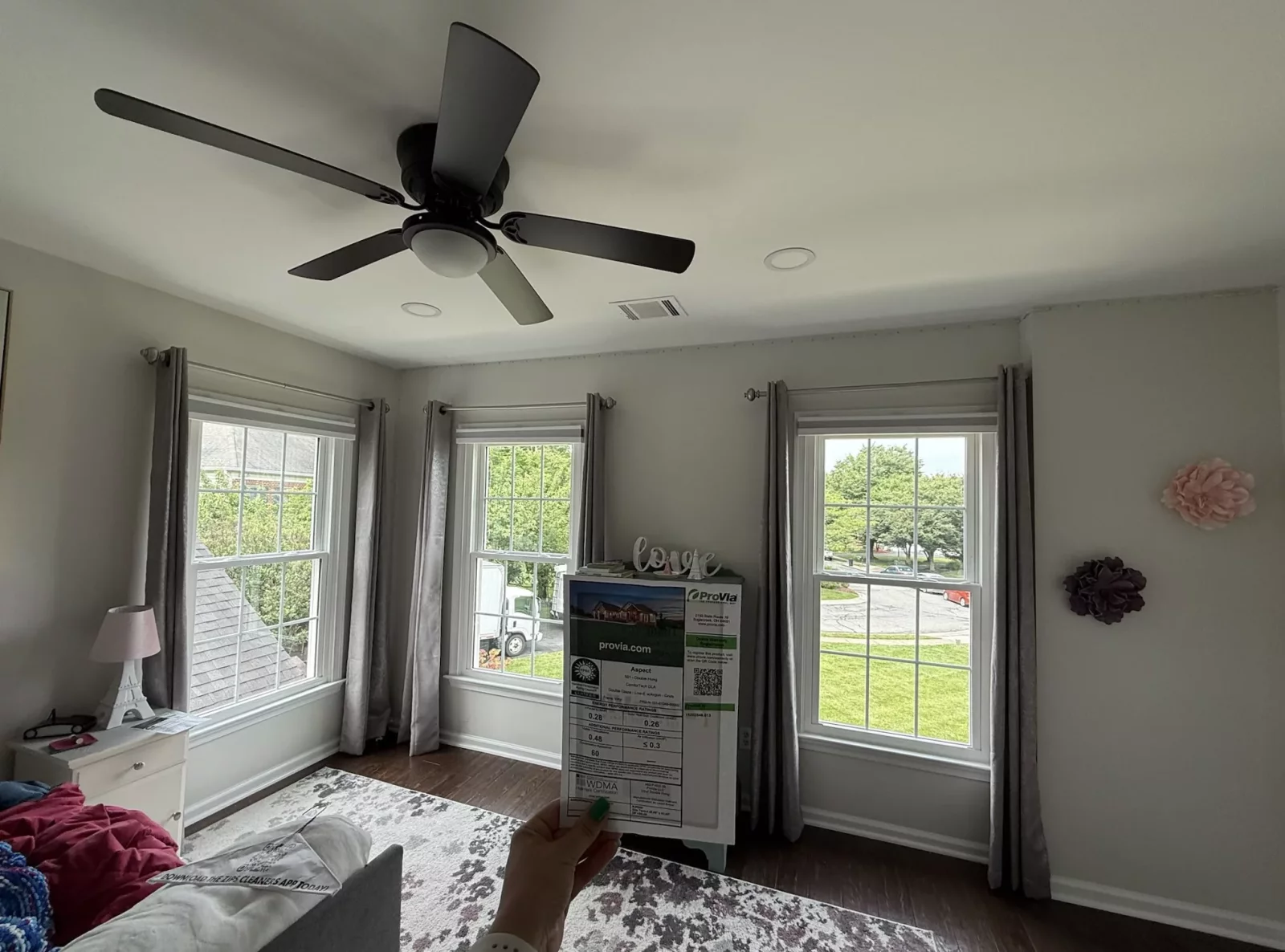 Energy-efficient double-hung window replacement in Rockville, MD, with grids and professional full-frame installation.