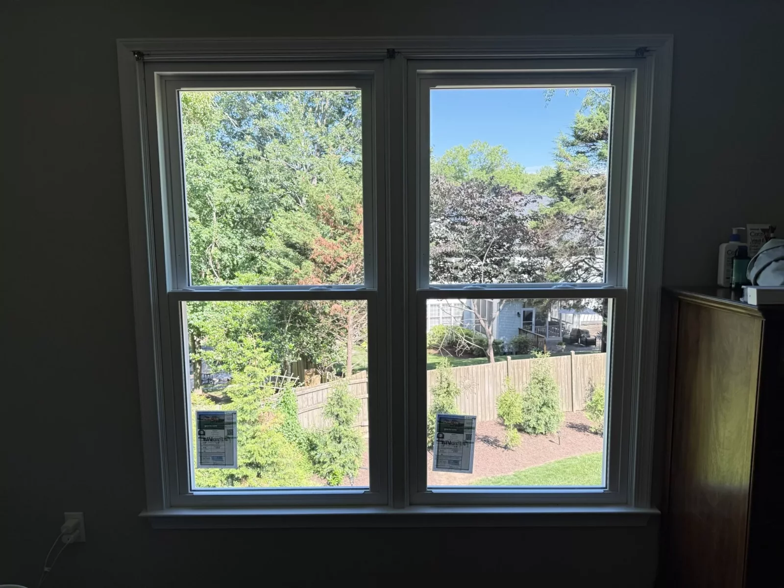 Completed double-hung window replacement in Rockville, MD, featuring two new energy-efficient windows with a clean interior finish.
