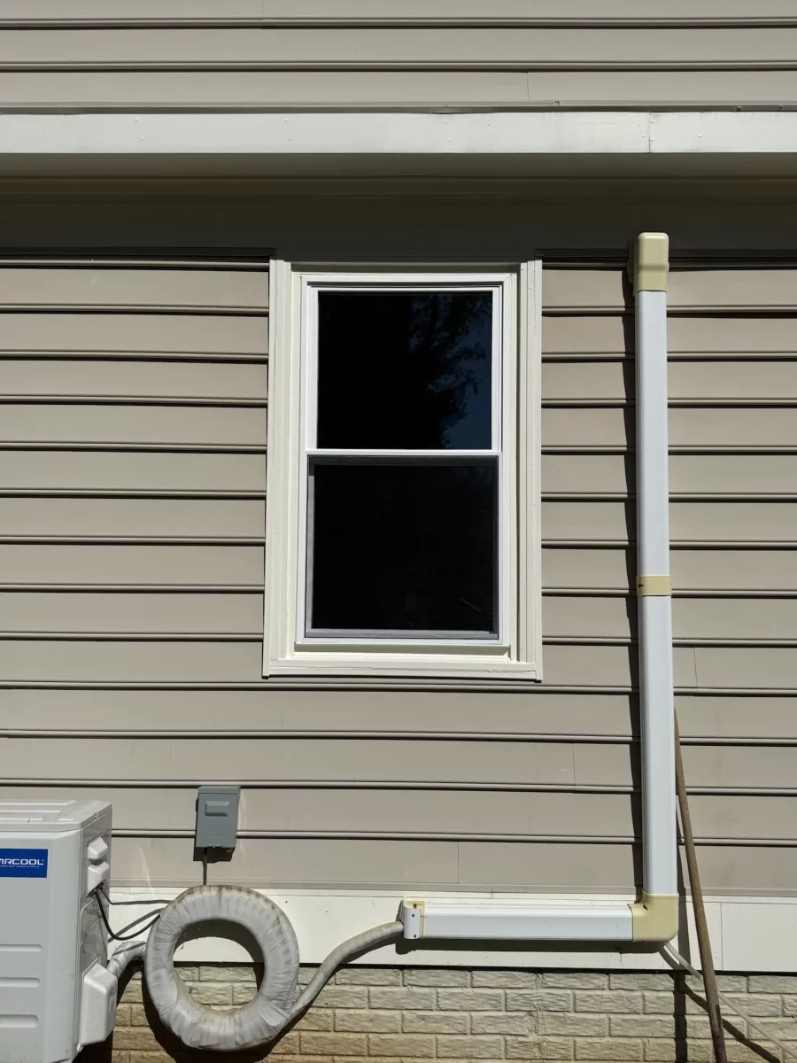 Exterior view of a  new double-hung window
