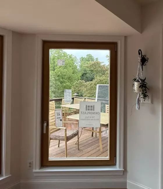 Finished Oknoplast tilt-and-turn window with premium interior trim after full-frame replacement in Monrovia, Maryland