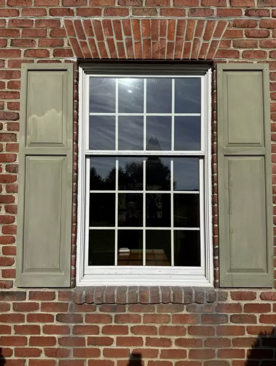 Old rotted Andersen window before full-frame replacement with a new Marvin Elevate window in Monrovia, Maryland